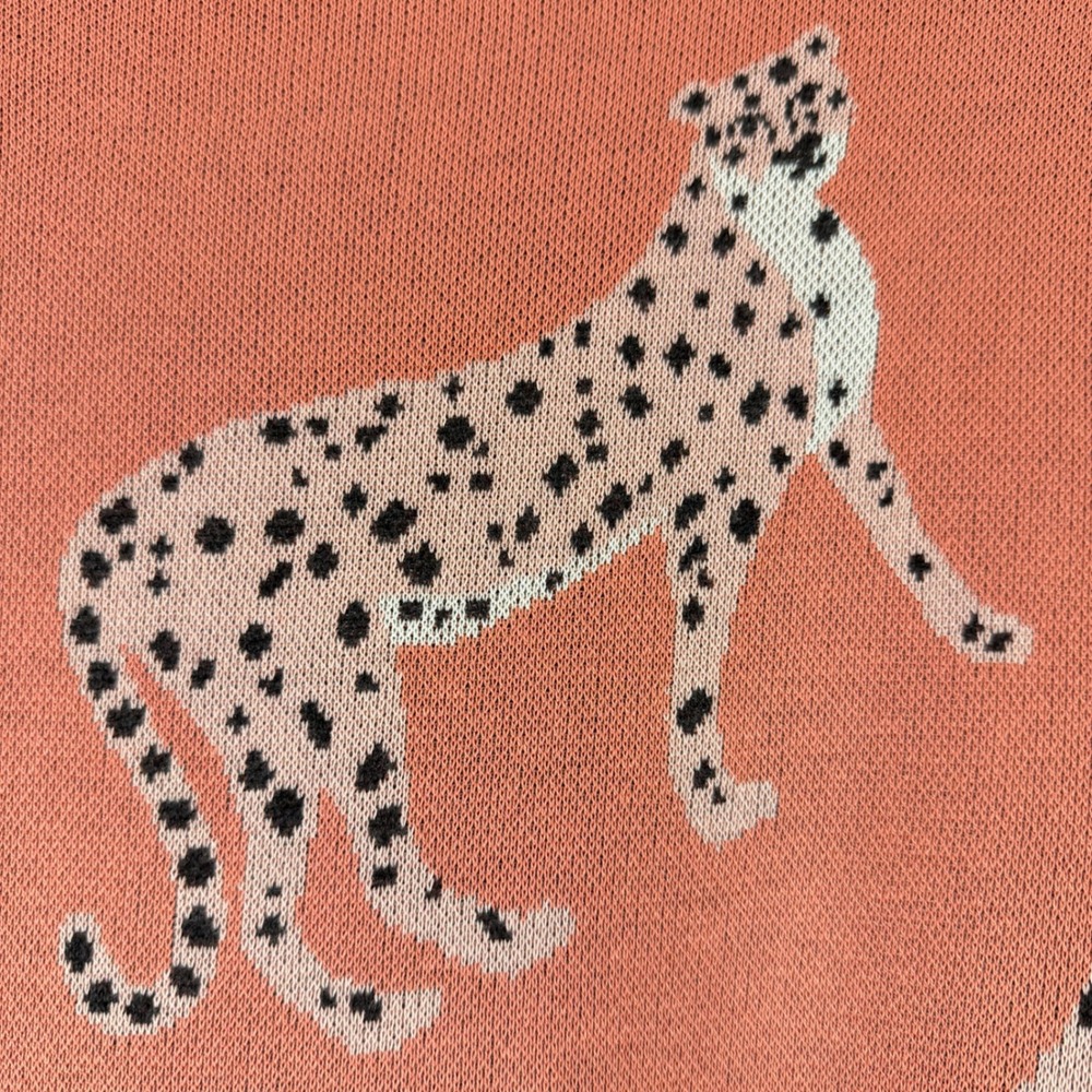 LOFT Women Coral Pink Cheetah Animal Print Crew Neck Sweater XL New NWT 31866477 - Picture 7 of 13